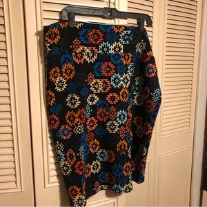 Bright Aztec patterned pencil skirt LuLaRoe Cassie 3X